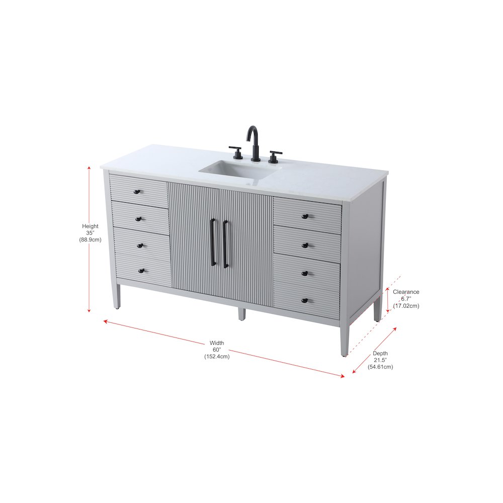 60 inch Single Bathroom Vanity in Grey
