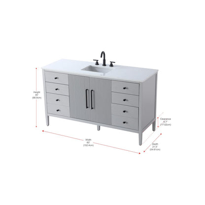 60 inch Single Bathroom Vanity in Grey