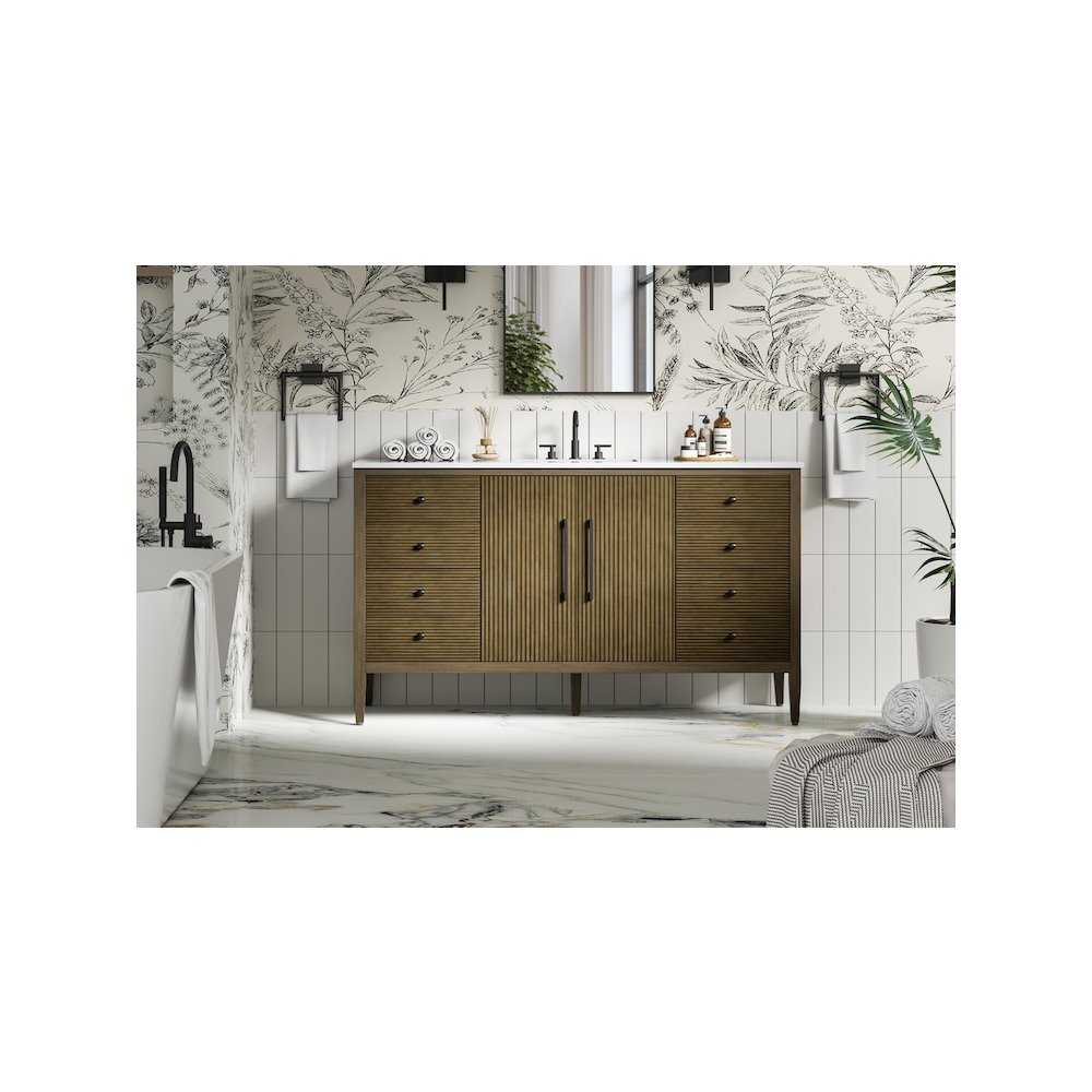 60 inch Single Bathroom Vanity in Hazel Oak