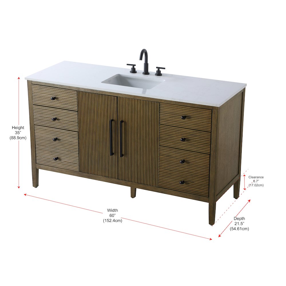 60 inch Single Bathroom Vanity in Hazel Oak
