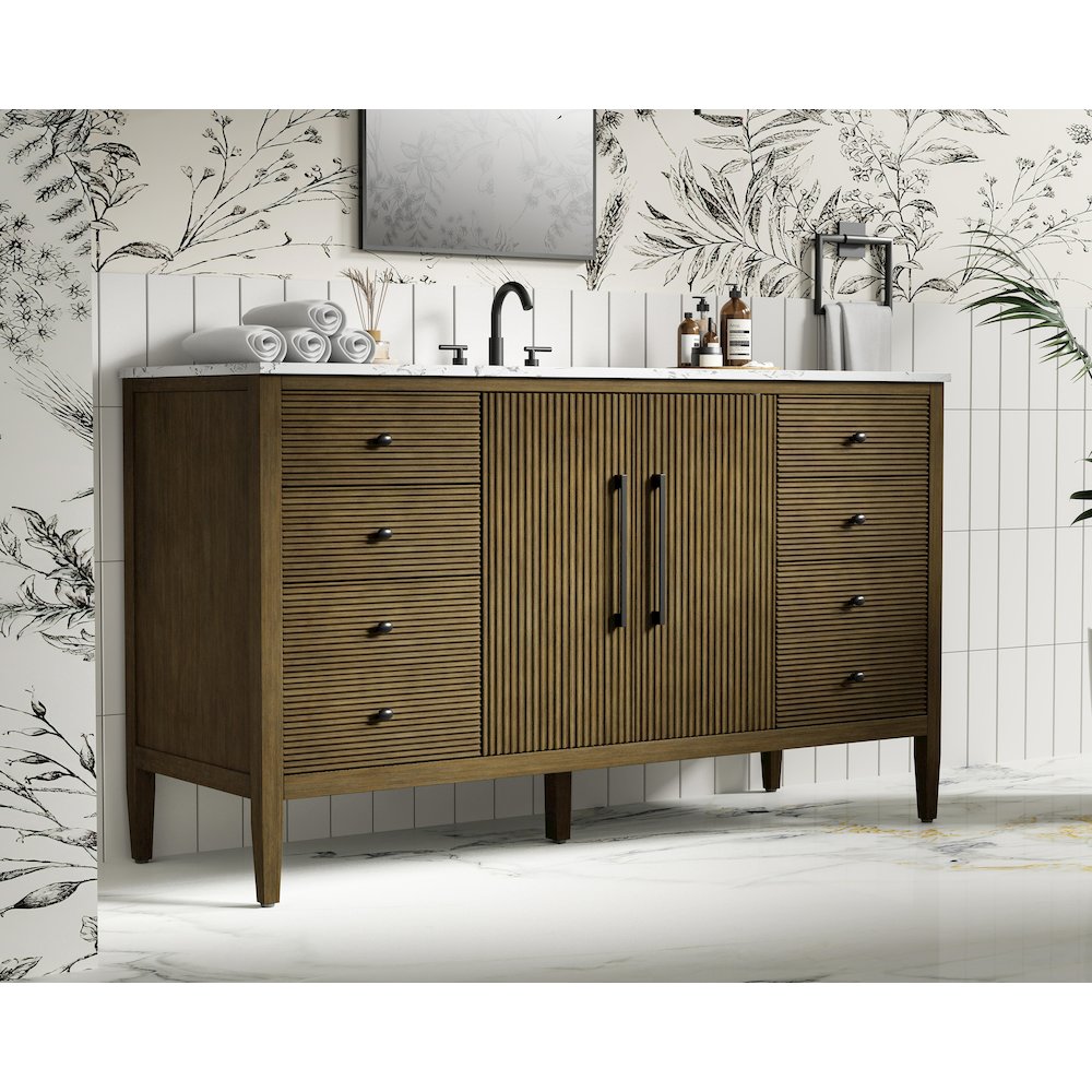 60 inch Single Bathroom Vanity in Hazel Oak
