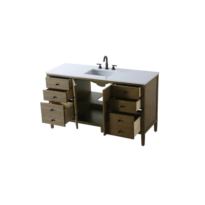 60 inch Single Bathroom Vanity in Hazel Oak