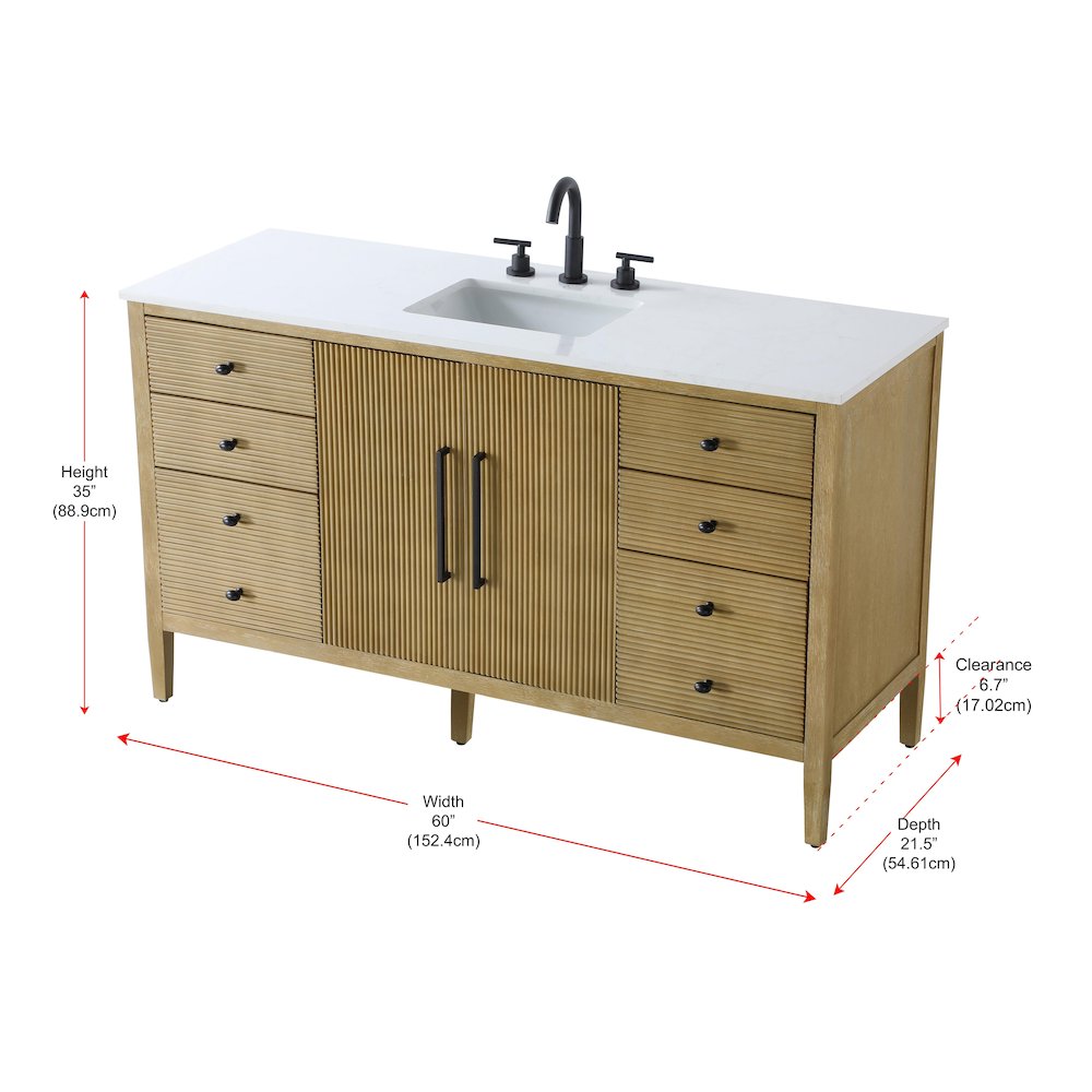 60 inch Single Bathroom Vanity in Linen Oak
