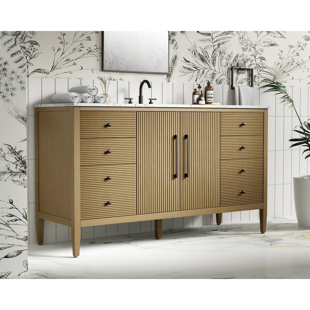60 inch Single Bathroom Vanity in Linen Oak