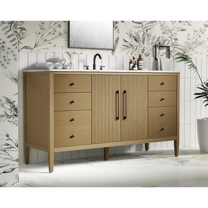 60 inch Single Bathroom Vanity in Linen Oak