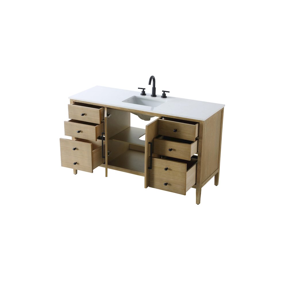 60 inch Single Bathroom Vanity in Linen Oak