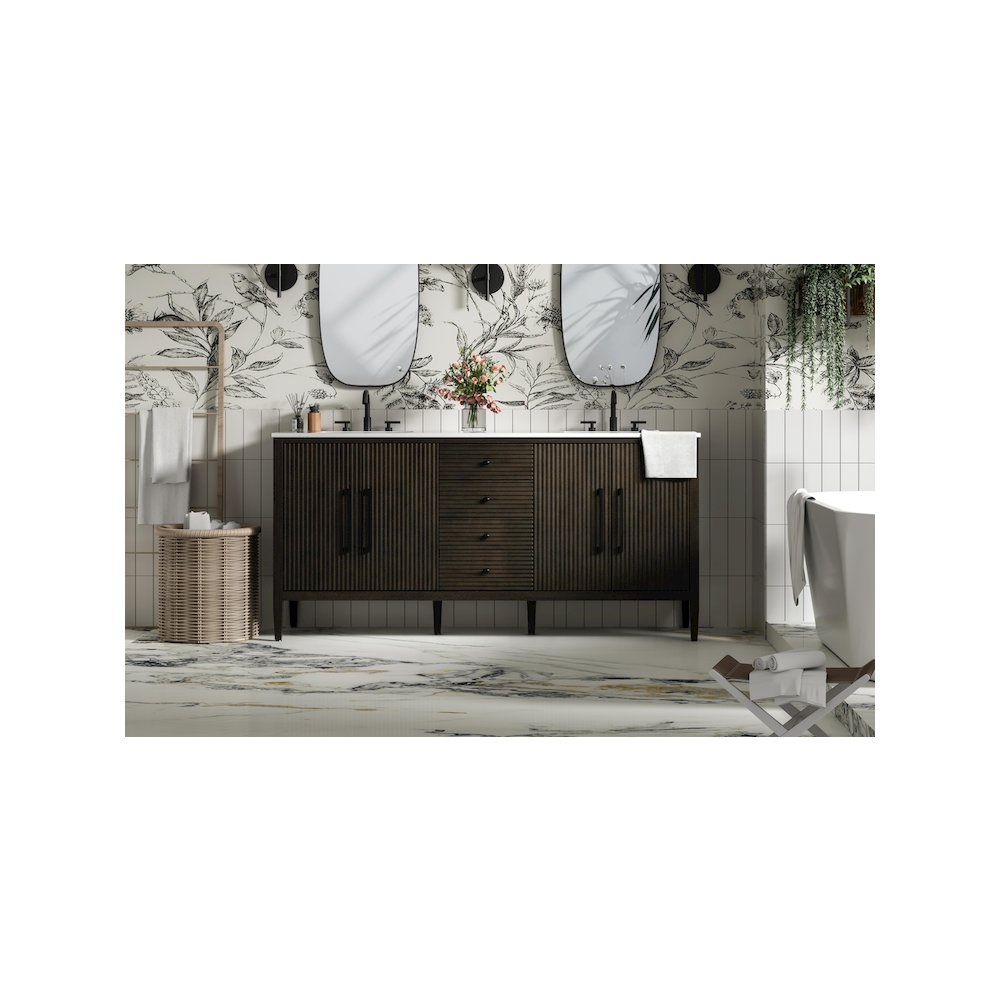 72 inch Double Bathroom Vanity inChocolate Oak
