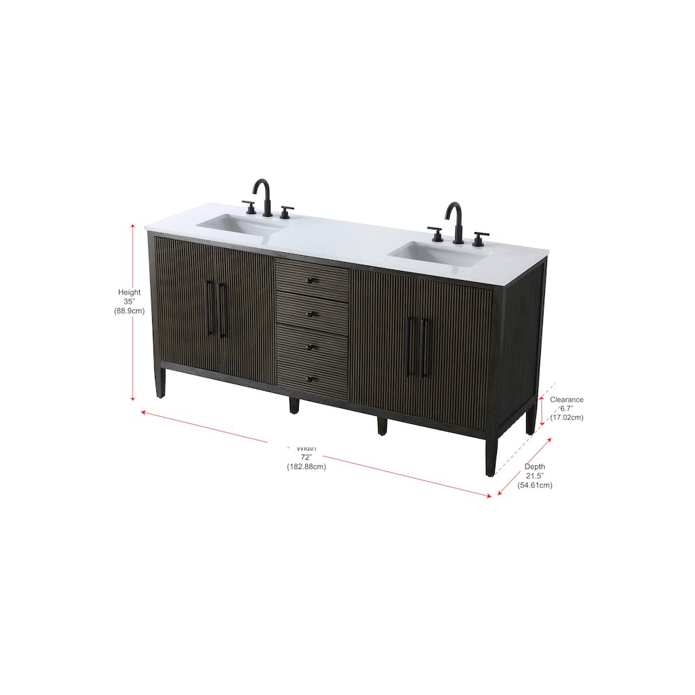 72 inch Double Bathroom Vanity inChocolate Oak