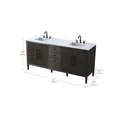72 inch Double Bathroom Vanity inChocolate Oak