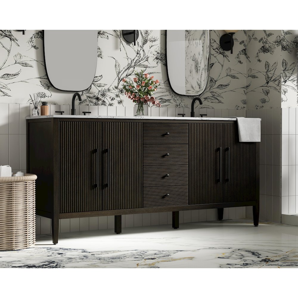 72 inch Double Bathroom Vanity inChocolate Oak