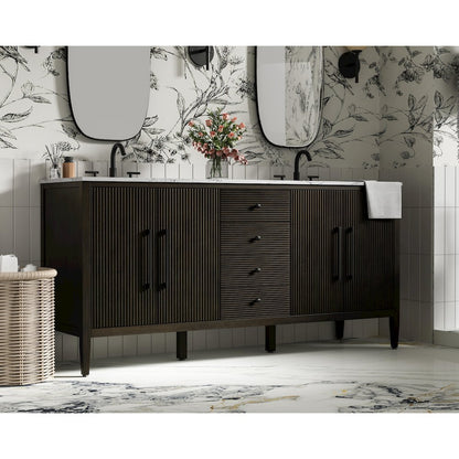 72 inch Double Bathroom Vanity inChocolate Oak