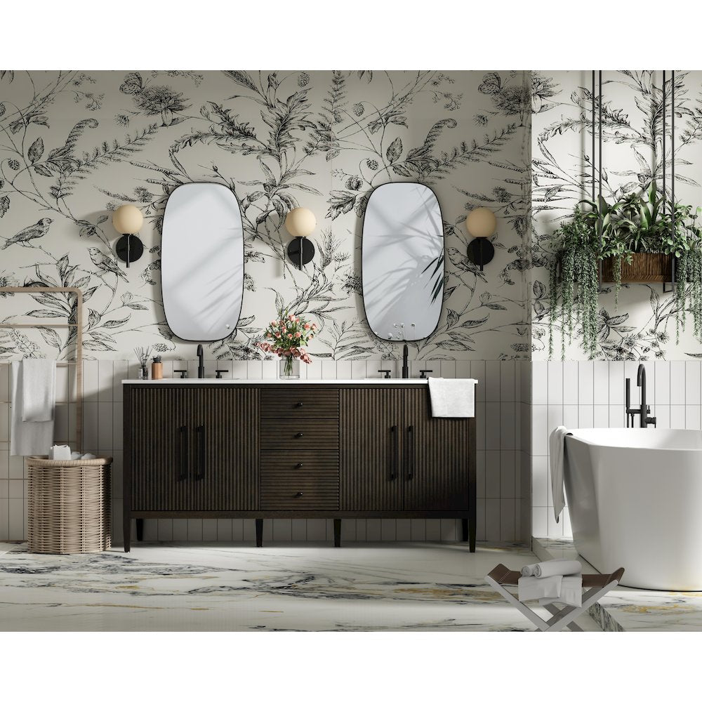 72 inch Double Bathroom Vanity inChocolate Oak