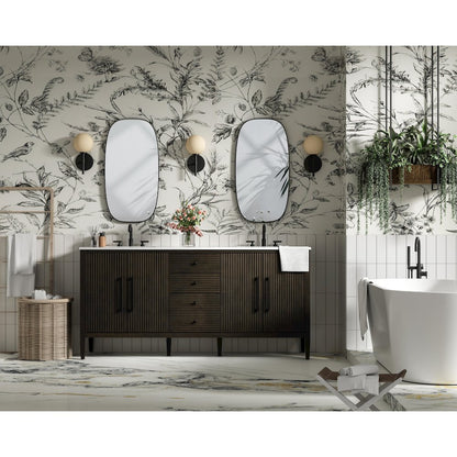 72 inch Double Bathroom Vanity inChocolate Oak