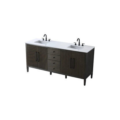 72 inch Double Bathroom Vanity inChocolate Oak