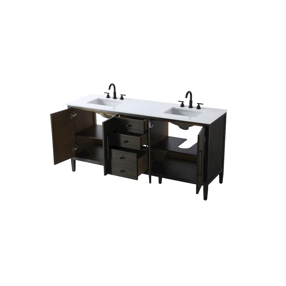 72 inch Double Bathroom Vanity inChocolate Oak