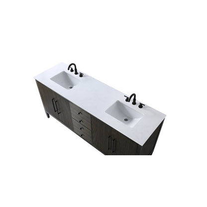 72 inch Double Bathroom Vanity inChocolate Oak