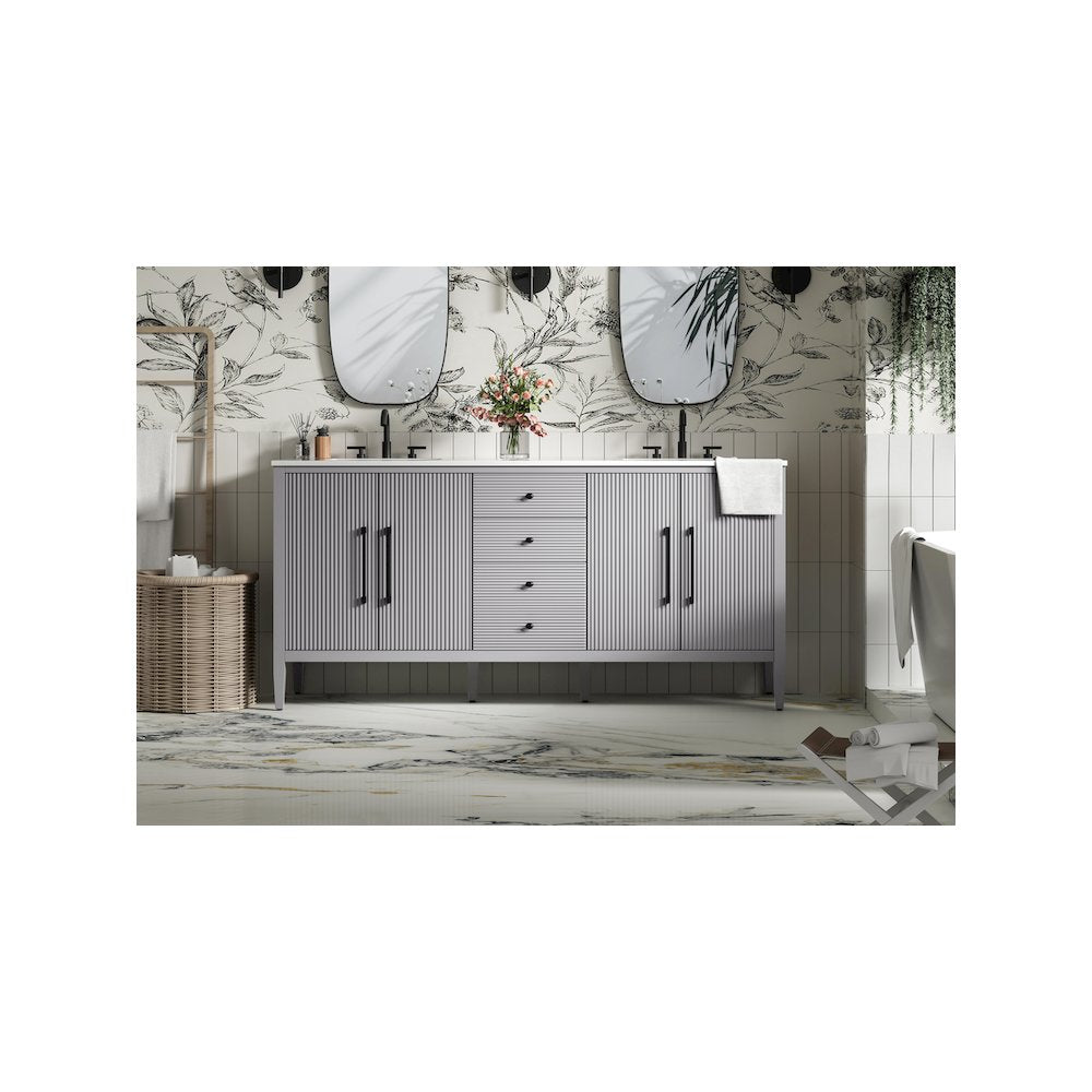 72 inch Double Bathroom Vanity in Grey