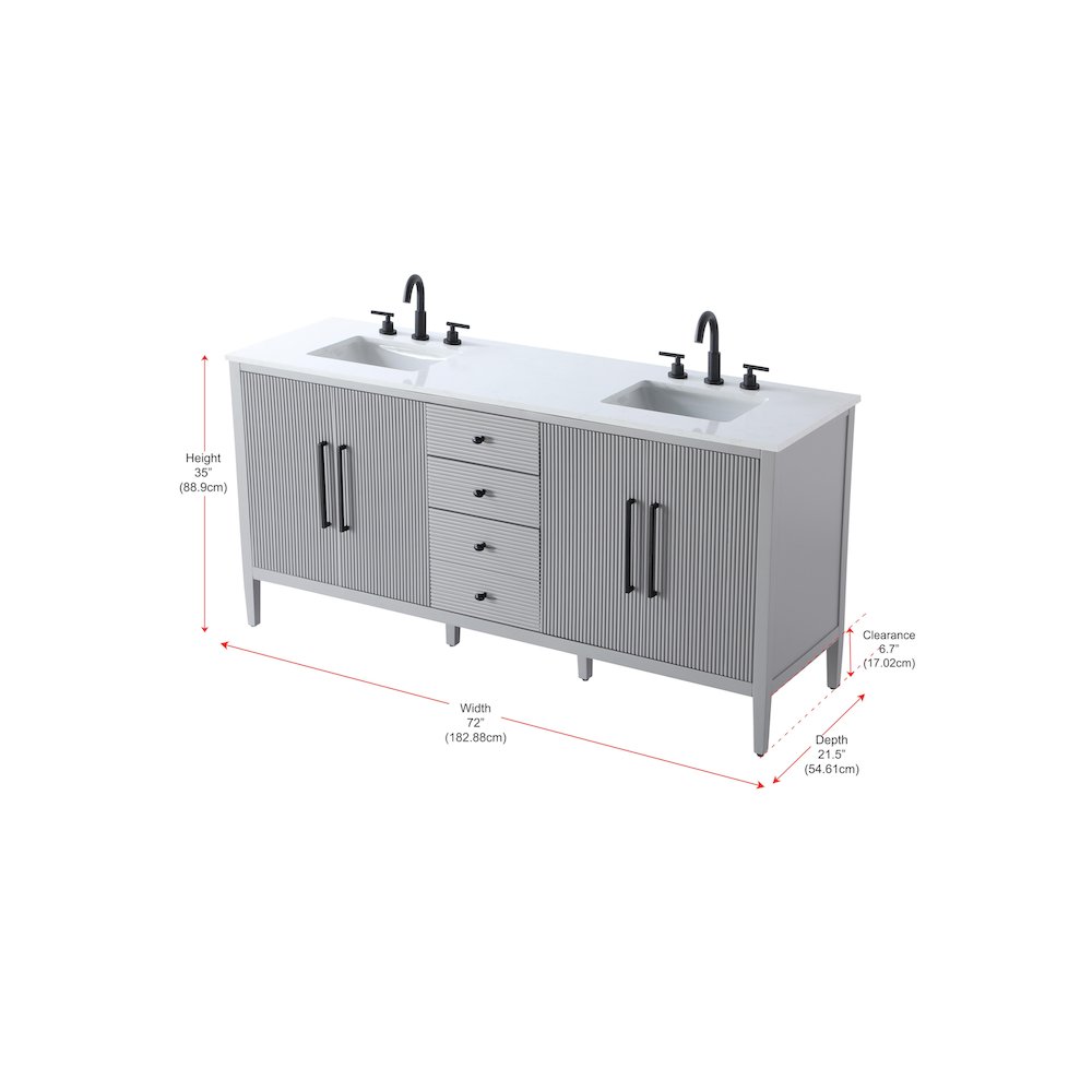 72 inch Double Bathroom Vanity in Grey