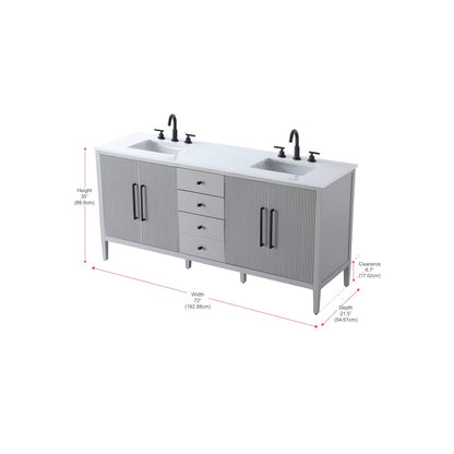 72 inch Double Bathroom Vanity in Grey