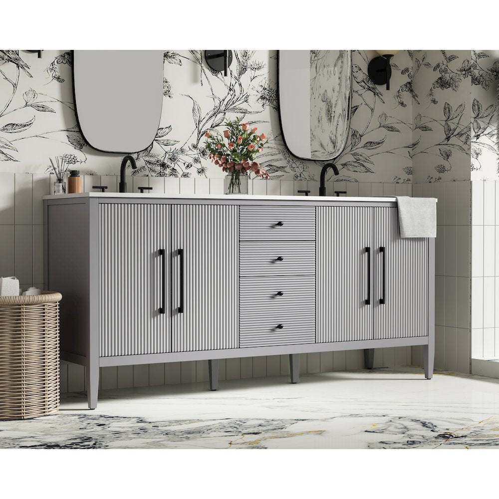72 inch Double Bathroom Vanity in Grey