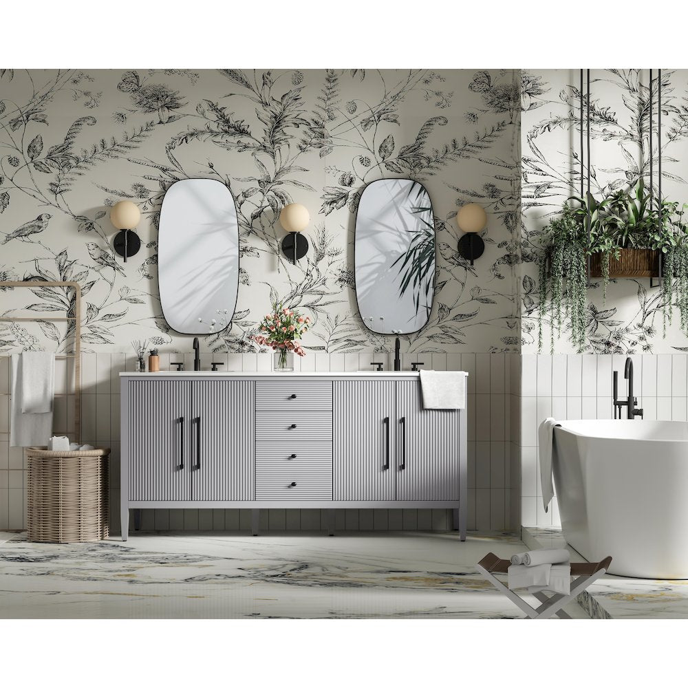 72 inch Double Bathroom Vanity in Grey