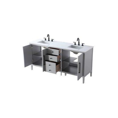 72 inch Double Bathroom Vanity in Grey