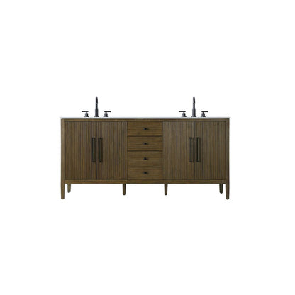 72  inch Double Bathroom Vanity in Hazel Oak