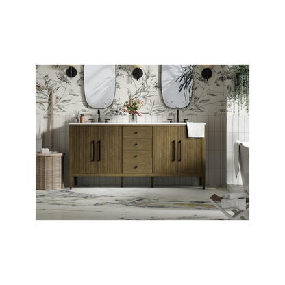 72  inch Double Bathroom Vanity in Hazel Oak