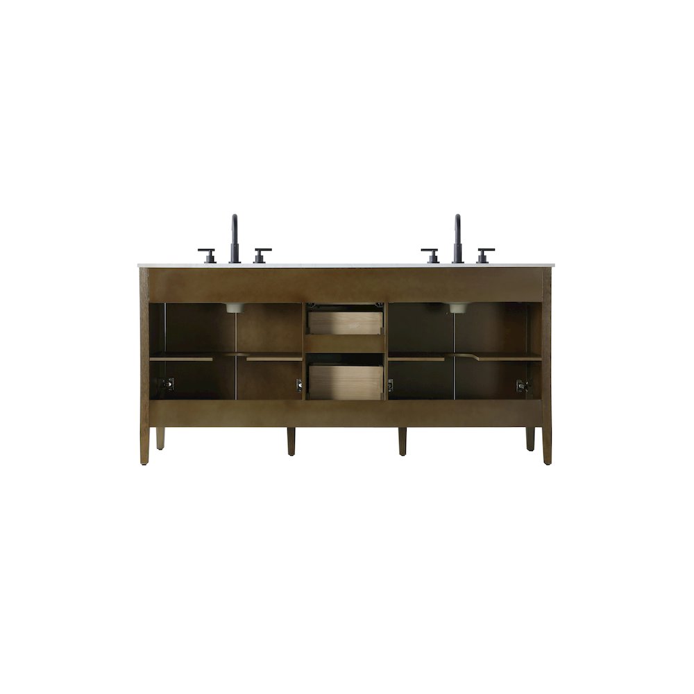 72  inch Double Bathroom Vanity in Hazel Oak