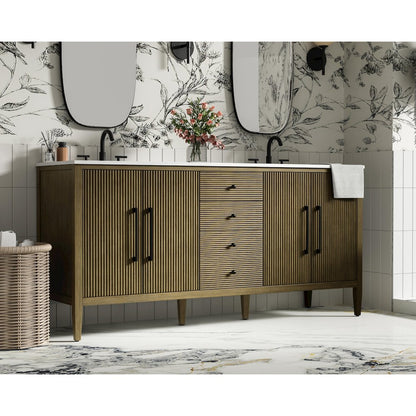72  inch Double Bathroom Vanity in Hazel Oak