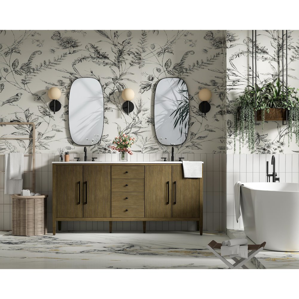 72  inch Double Bathroom Vanity in Hazel Oak