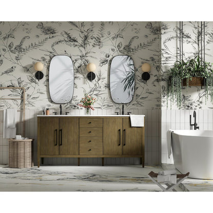 72  inch Double Bathroom Vanity in Hazel Oak
