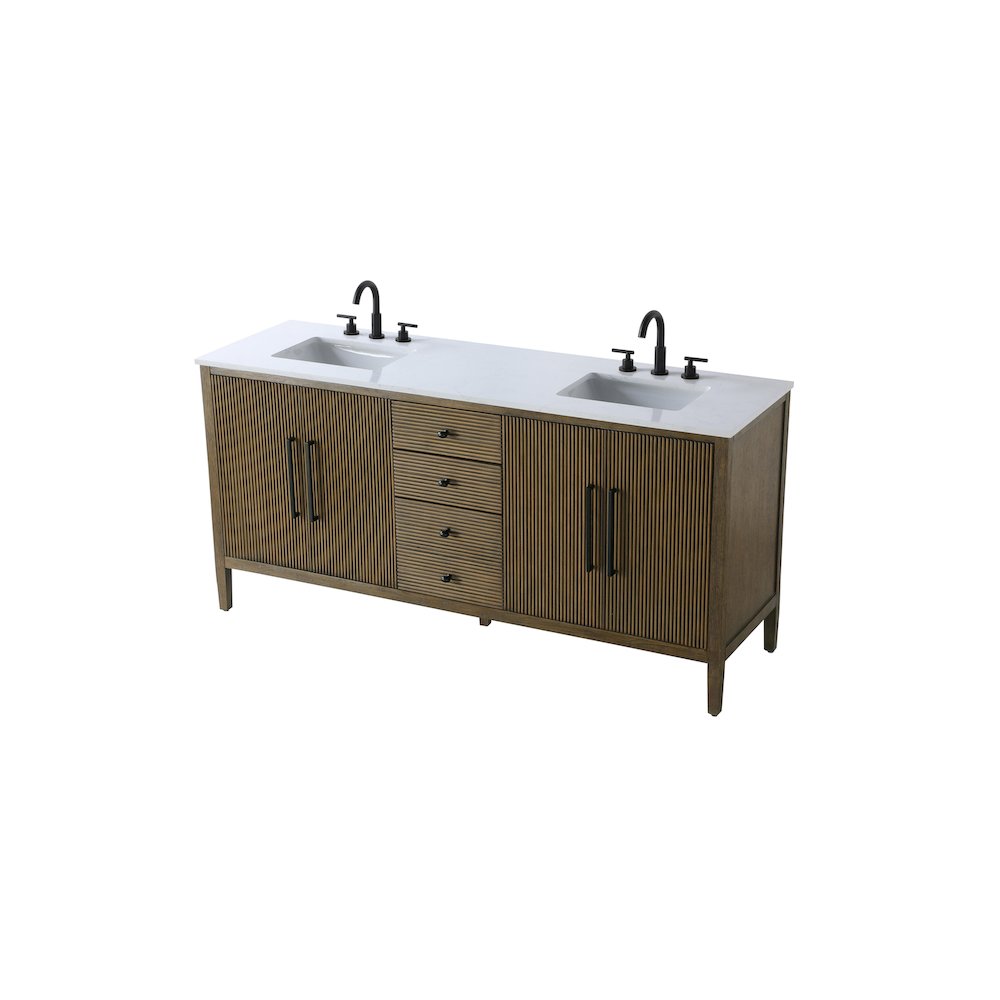 72  inch Double Bathroom Vanity in Hazel Oak