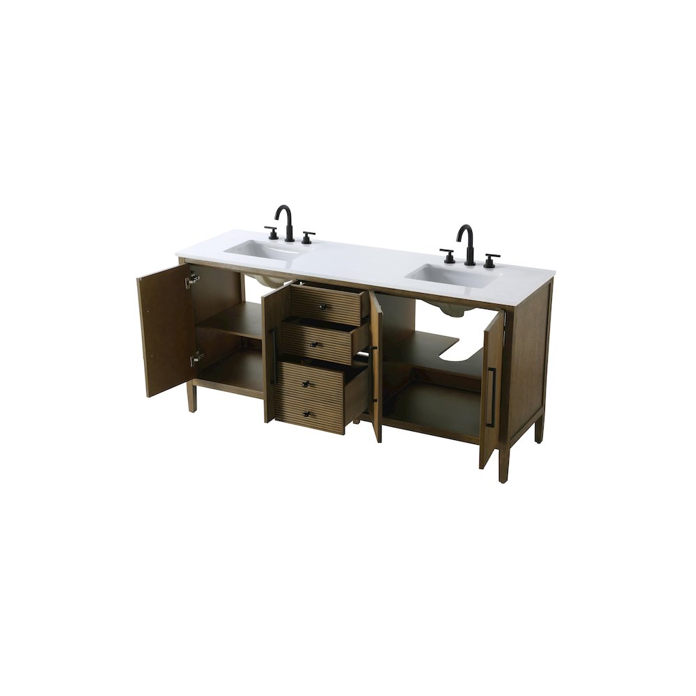 72  inch Double Bathroom Vanity in Hazel Oak