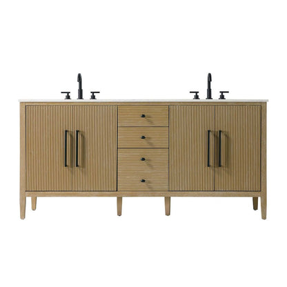 72  inch Double Bathroom Vanity in Linen Oak