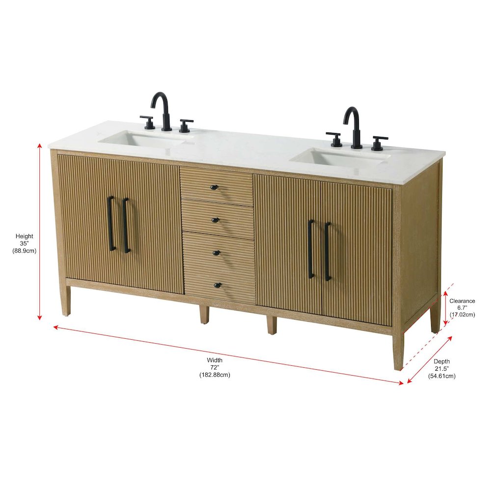 72  inch Double Bathroom Vanity in Linen Oak