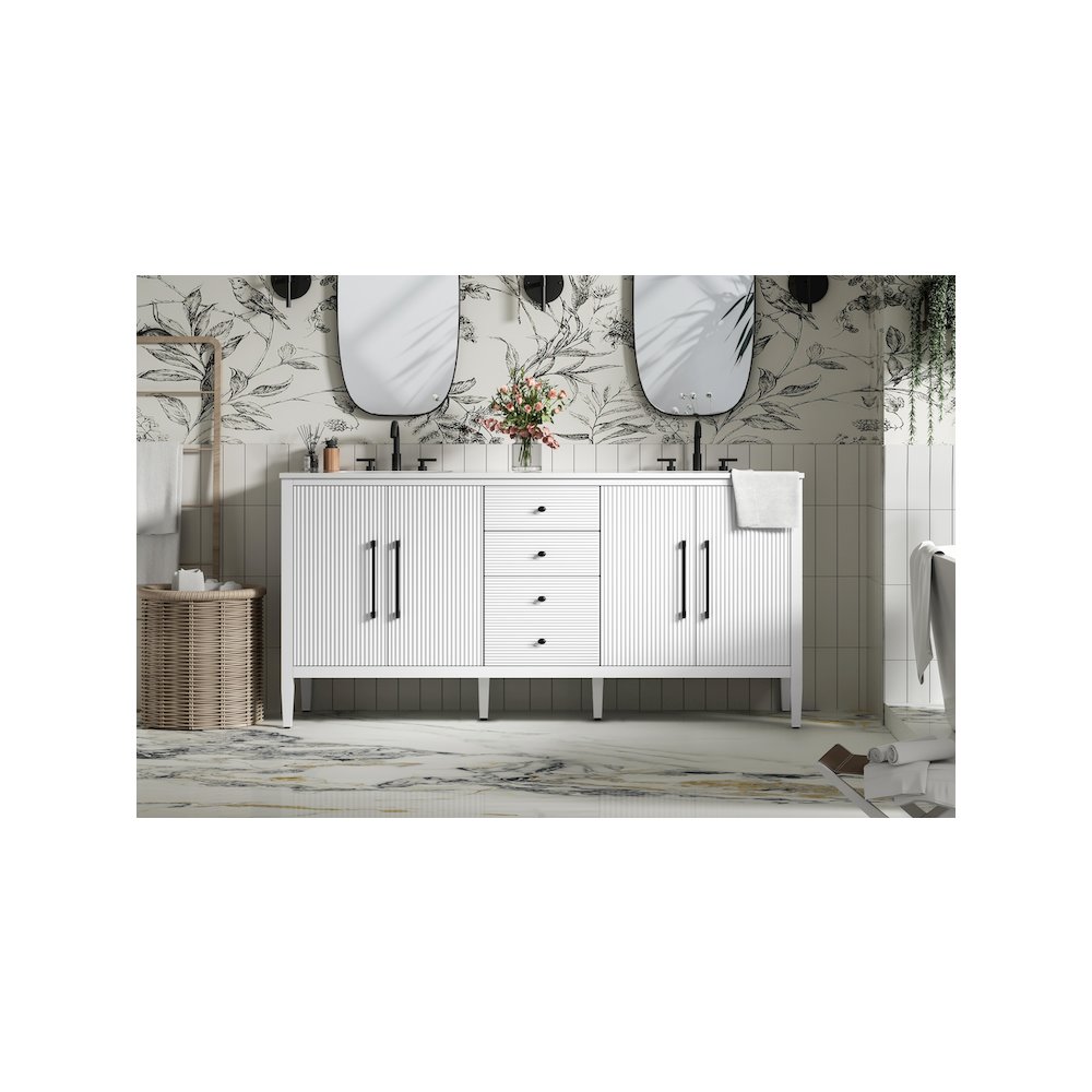 72 inch Double Bathroom Vanity in White