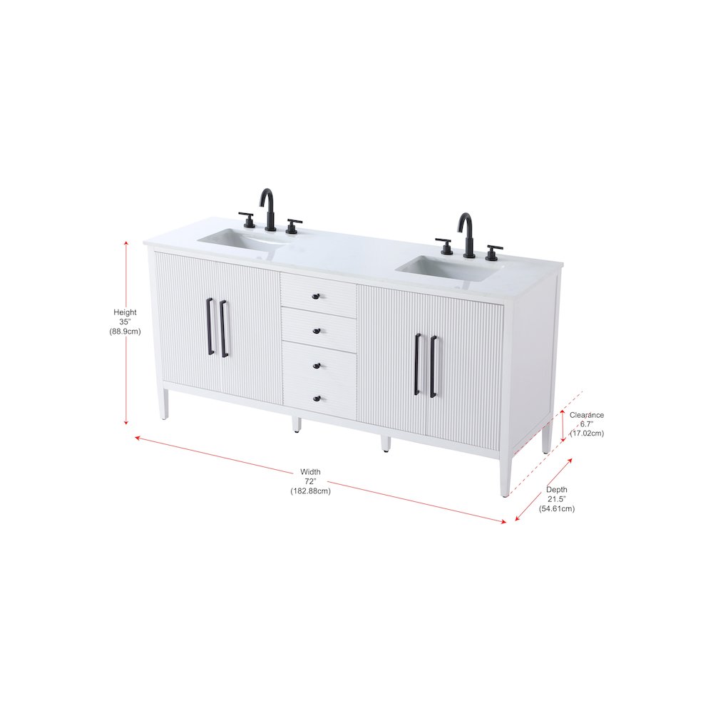 72 inch Double Bathroom Vanity in White