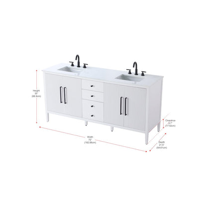 72 inch Double Bathroom Vanity in White