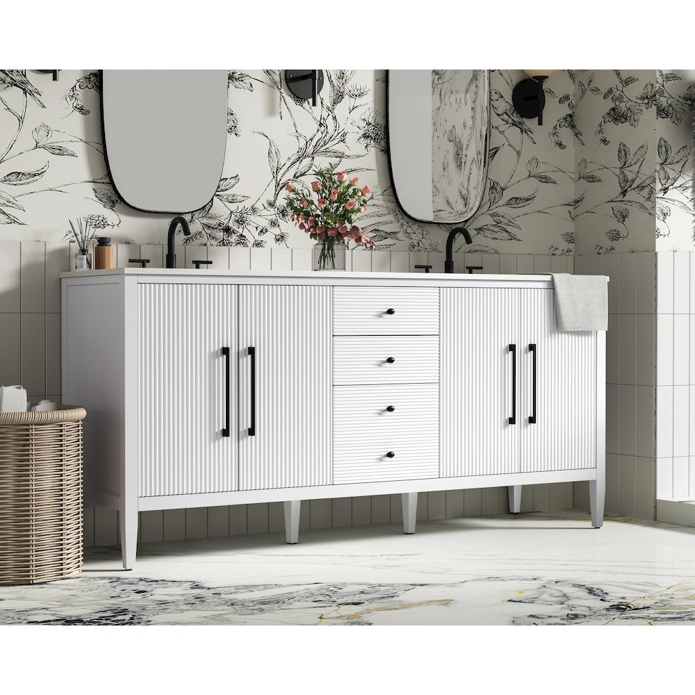 72 inch Double Bathroom Vanity in White