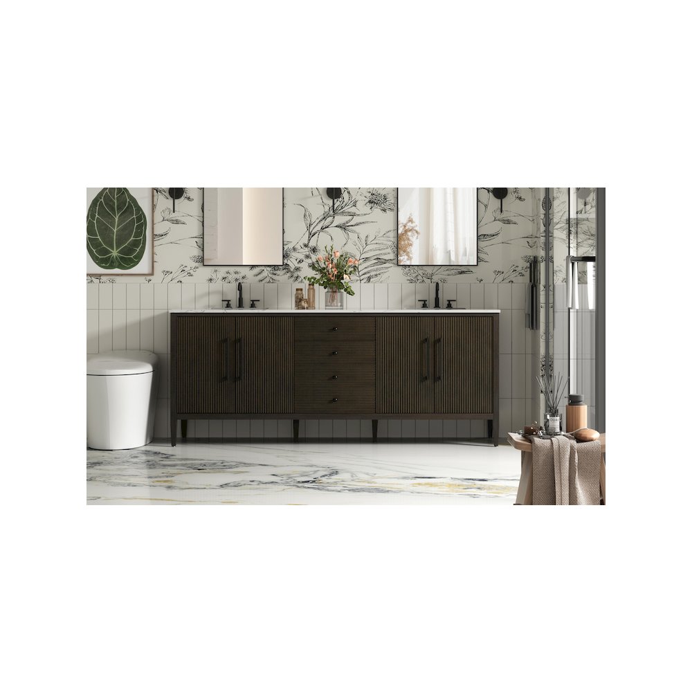 84 inch Double Bathroom Vanity inChocolate Oak
