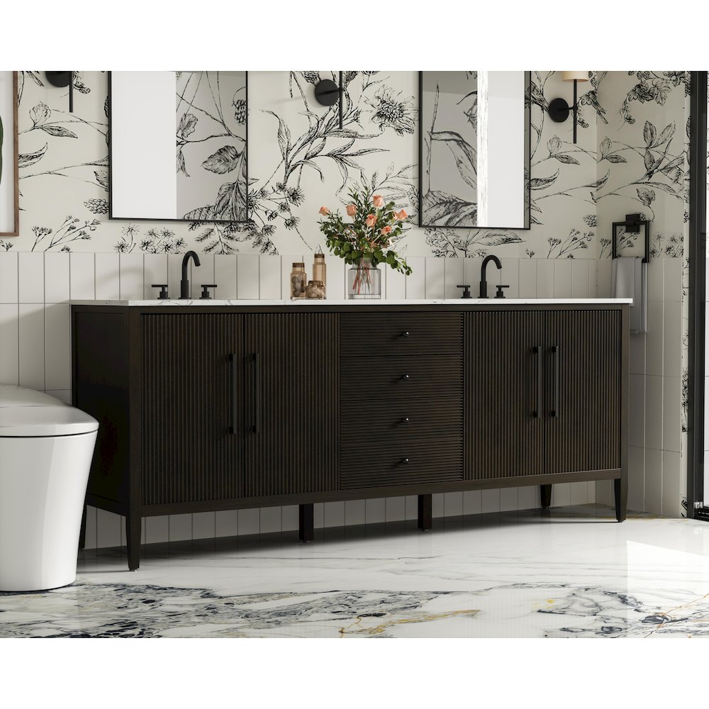 84 inch Double Bathroom Vanity inChocolate Oak