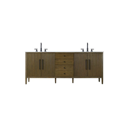 84 inch Double Bathroom Vanity in Hazel Oak
