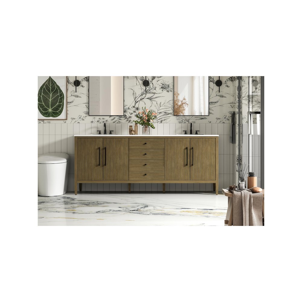 84 inch Double Bathroom Vanity in Hazel Oak