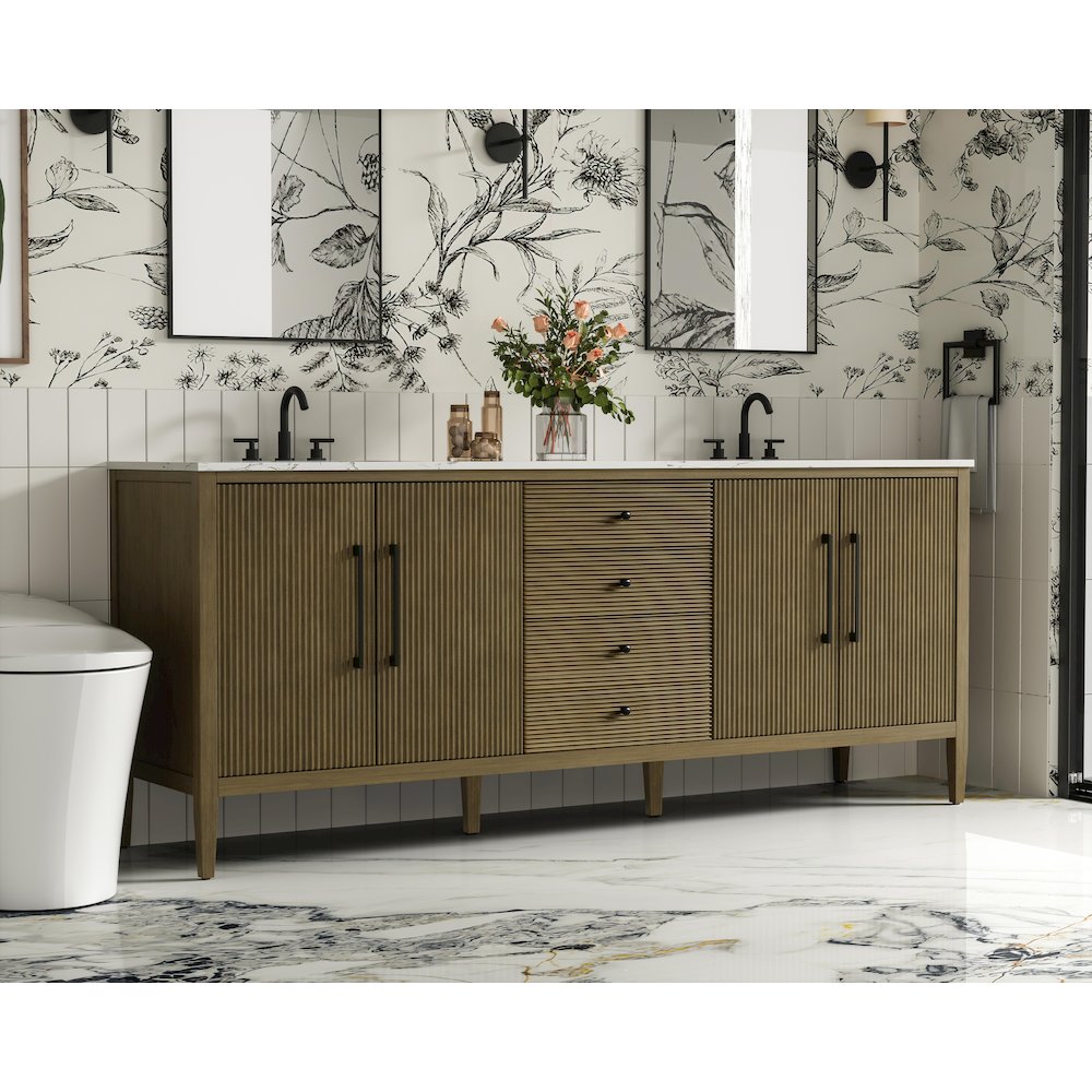 84 inch Double Bathroom Vanity in Hazel Oak