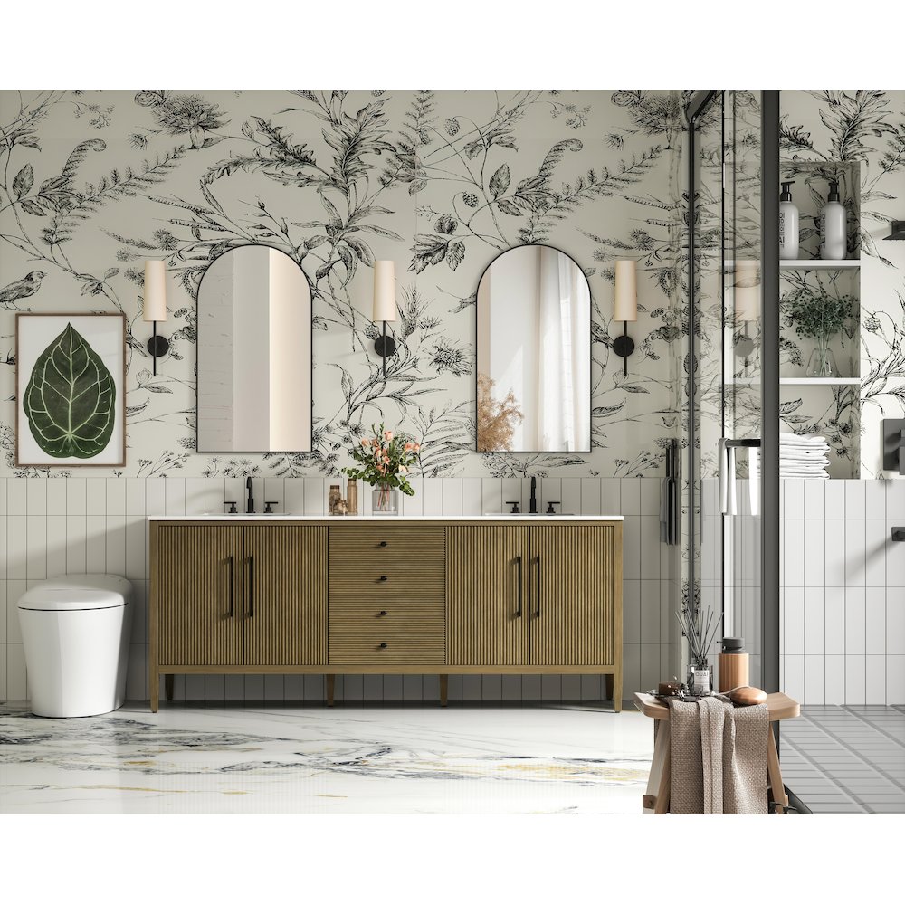 84 inch Double Bathroom Vanity in Hazel Oak