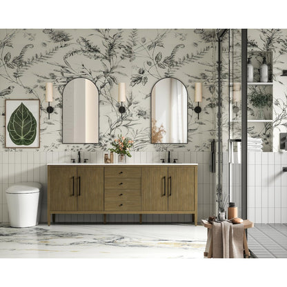 84 inch Double Bathroom Vanity in Hazel Oak