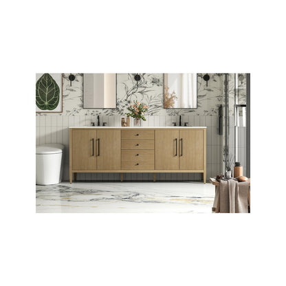 84 inch Double Bathroom Vanity in Linen Oak