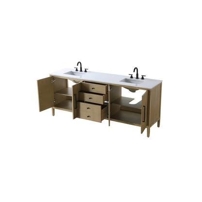 84 inch Double Bathroom Vanity in Linen Oak