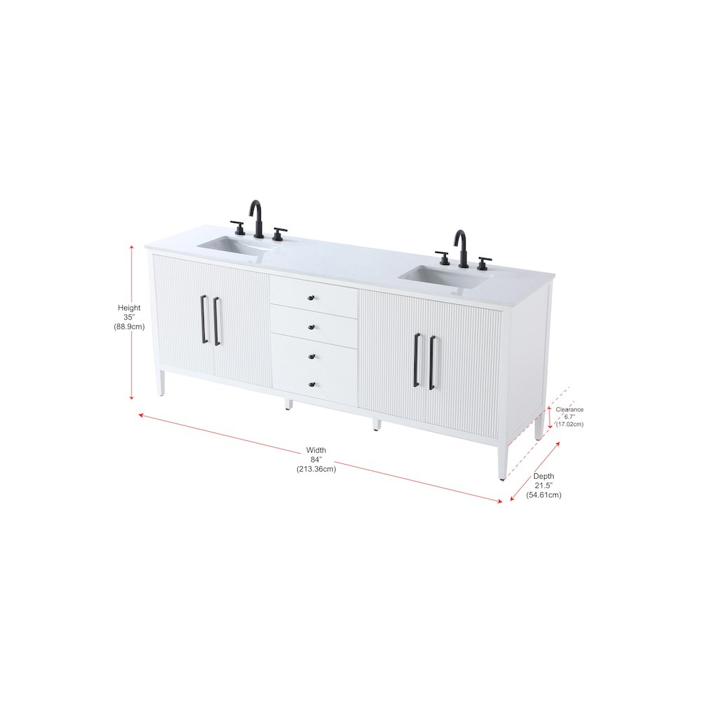 84 inch Double Bathroom Vanity in White